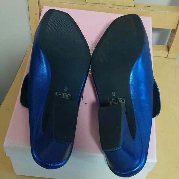Intentionally Blank Bright Blue Mules 9 - Picture 8 of 8